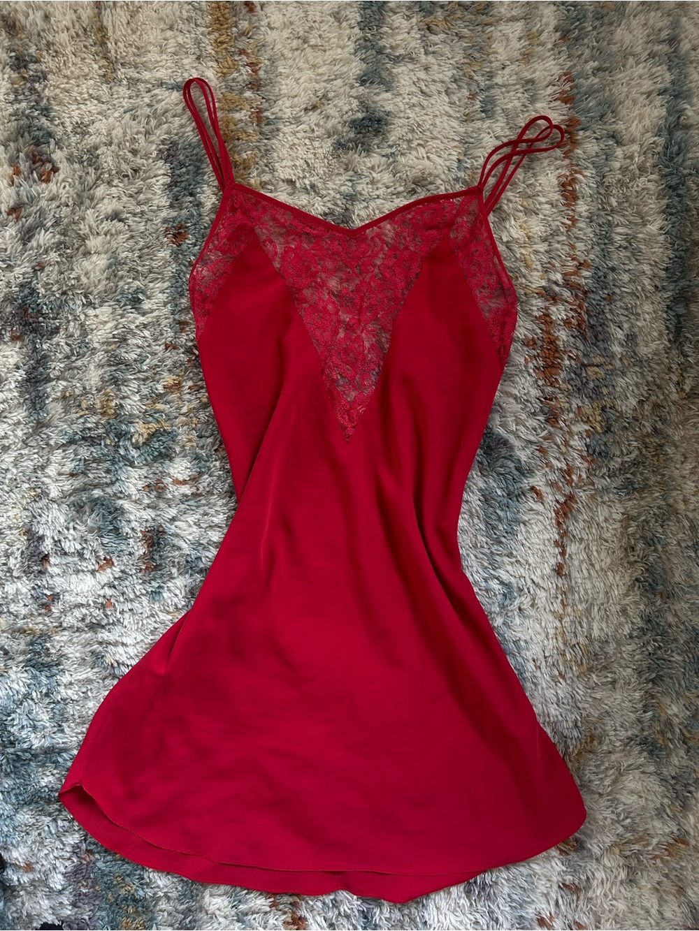 Vintage Victoria’s Secret Red Lace-Trim Slip Dress Camisole - Women’s Intimates